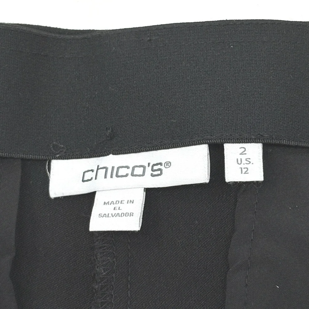 Chico's Black Stretch Straight Leg Capris Elastic Waist Chicos Size 2 US Size 12
